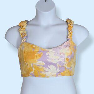 Stradivarius Yellow & Purple Crop Top